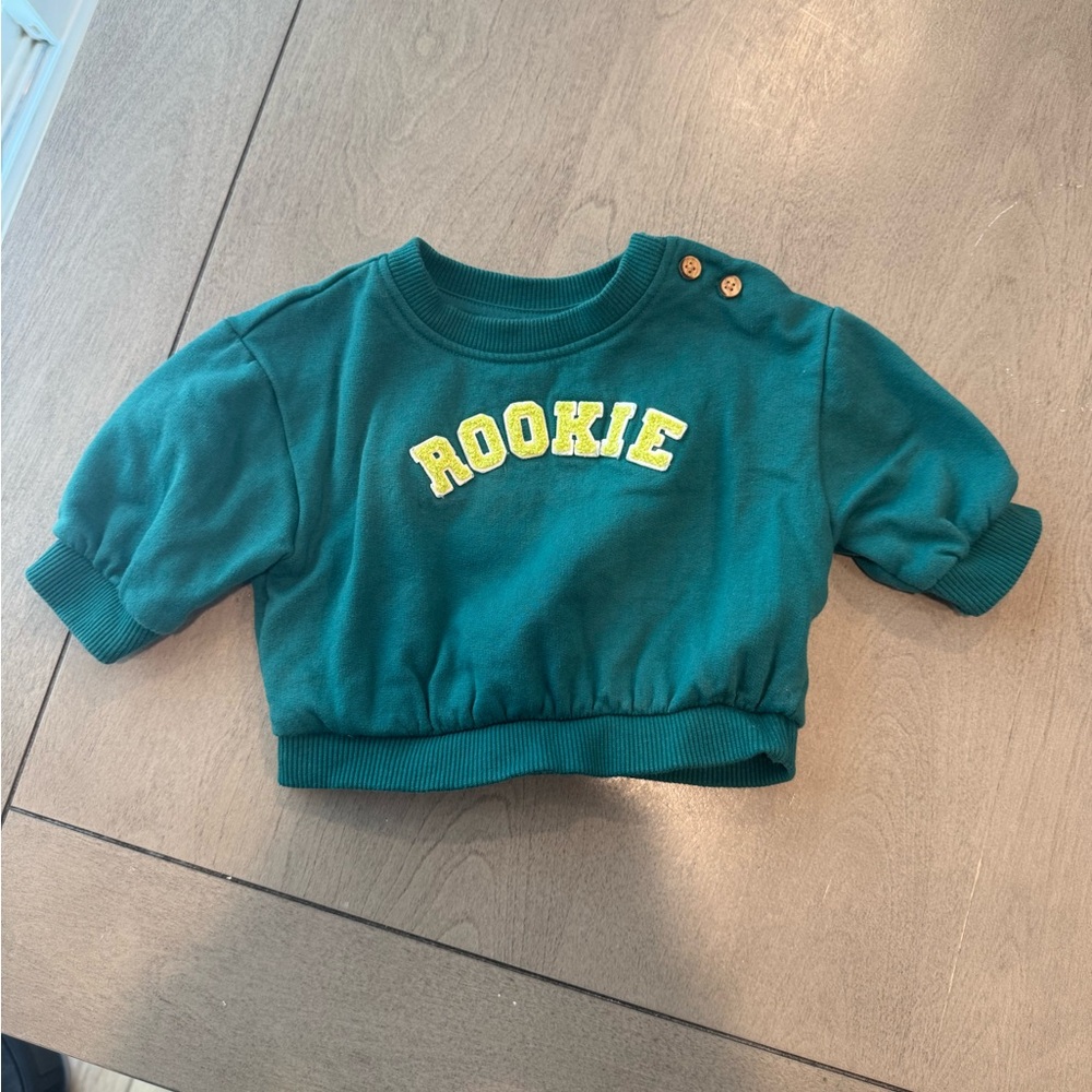 Cat & Jack Teal 'Rookie' Sweatshirt with Button Detail